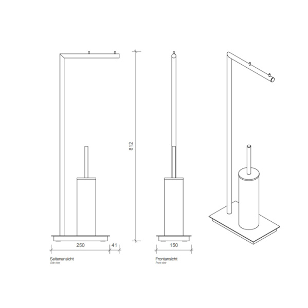 Decor Walther Straight 6 Напольная стойка 80см с ершиком и бумагодержателем, хром
