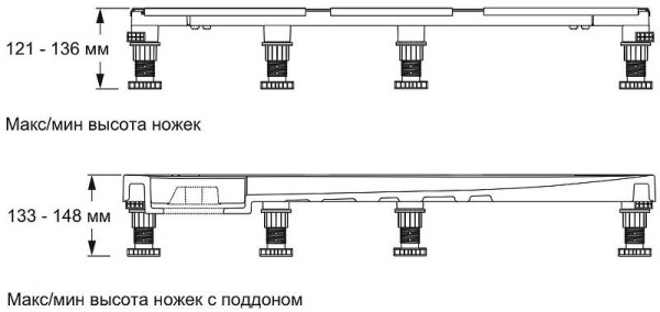 монтажный комплект jacob delafon flight neus e62525-ga от 140 см