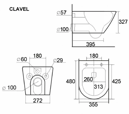 унитаз подвесной esbano clavel esupclavw цвет белый