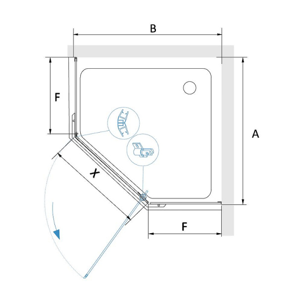 душевой уголок rgw passage pa-081b 120x120 35088122-14 профиль черный стекло прозрачное