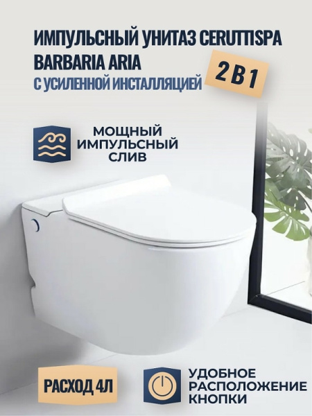 унитаз cerutti spa barbaria aria pulse ct7277 с импульсным смывом с инсталляцией с сиденьем микролифт