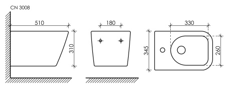 биде ceramicanova metric cn3008mb подвесное, черное матовое