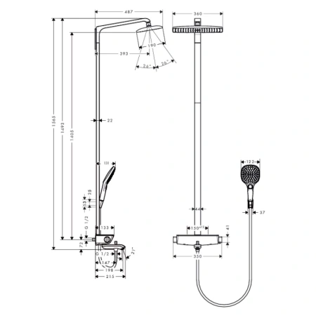 душевая система hansgrohe raindance select e showerpipe 27113000