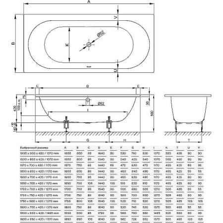 стальная ванна bette starlet 1630-000 plus 180x80 см