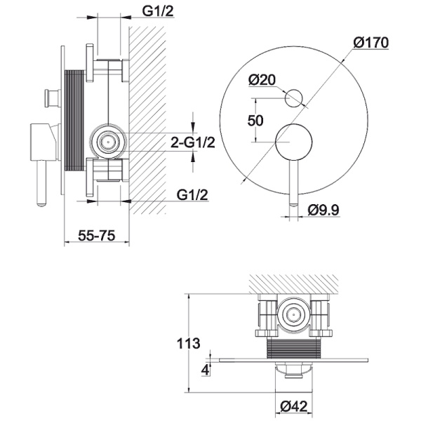 смеситель для душа whitecross y brushed gold y1235glb брашированное золото
