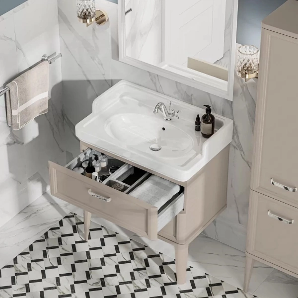 тумба под раковину kerama marazzi pompei po.m.80.2\cam 80 камео бежевый глянцевый