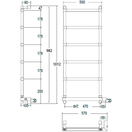 электрический полотенцесушитель margaroli sole 542-6 box 5424706crnb хром