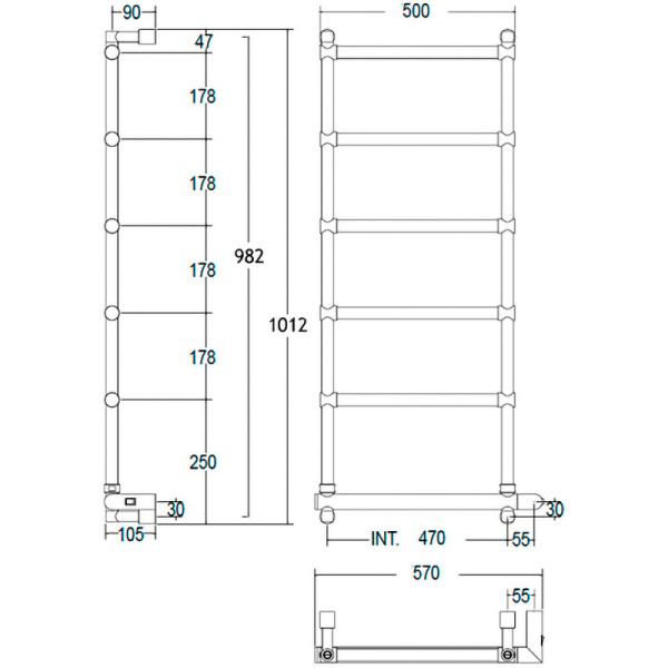 электрический полотенцесушитель margaroli sole 542-6 box 5424706obnb бронза