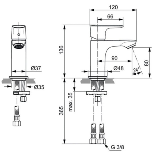 смеситель для раковины ideal standard connect air a7019aa