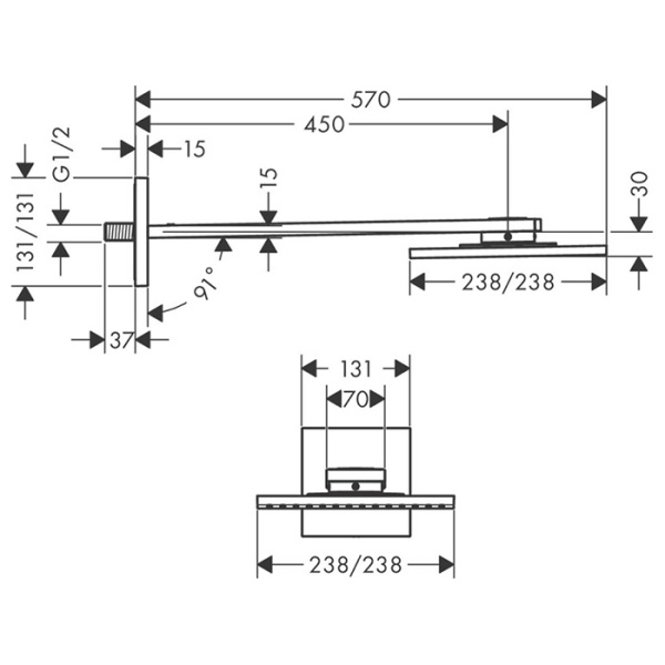 верхний душ 238 мм axor showersolutions 35306000