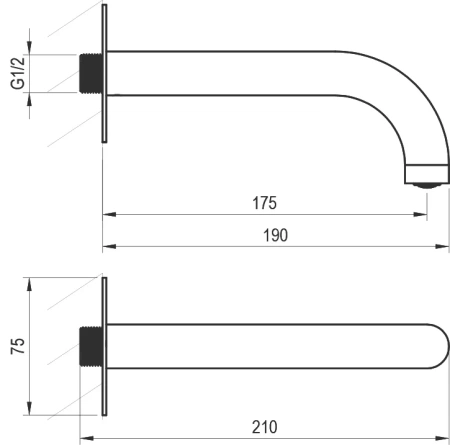 излив ravak espirit es 027.20blm для ванны, матовый черный