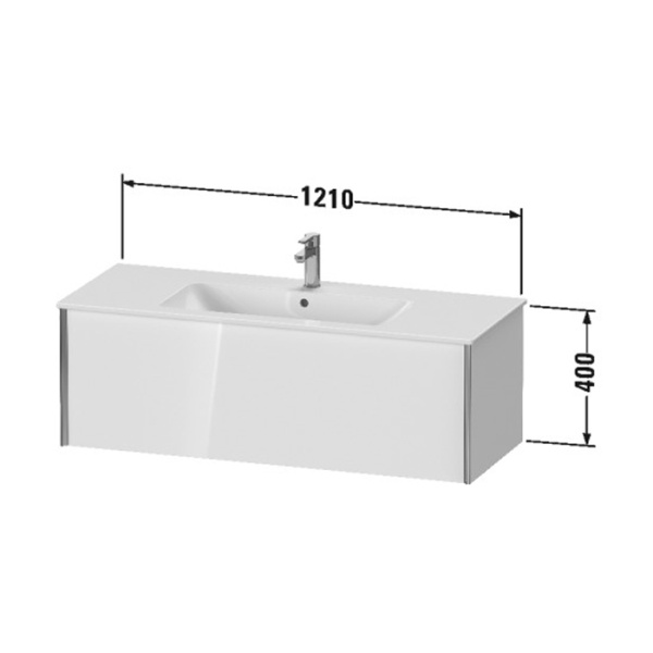 duravit xviu тумба подвесная 400x1210x480мм, для раковины #233612, 1 ящик, цвет: walnut dark/черный матовый