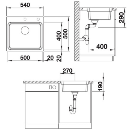 мойка кухонная blanco etagon 500-if 521748 с клапаном-автоматом