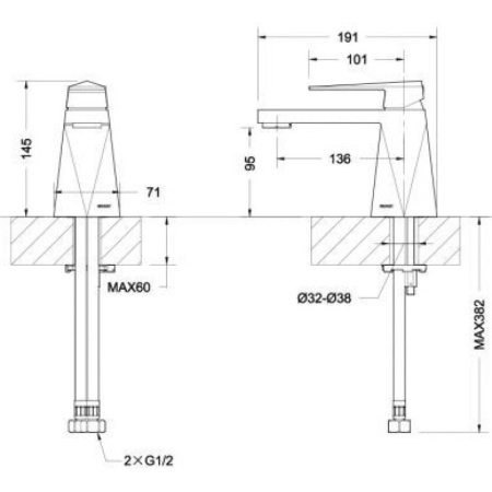 смеситель для раковины bravat iceberg f176110g