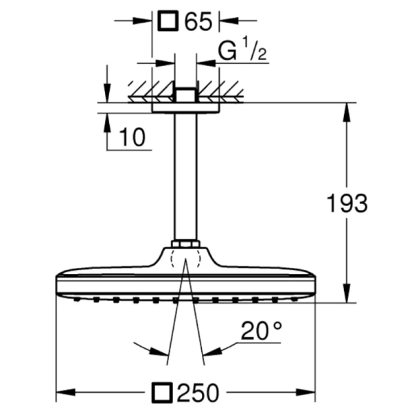 верхний душ 250 мм grohe new tempesta cube 26688000