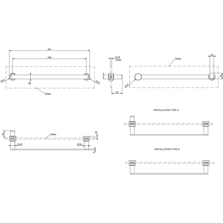 полотенцедержатель 45 см gessi emporio 38918#149 для крепления на стекло, цвет finox