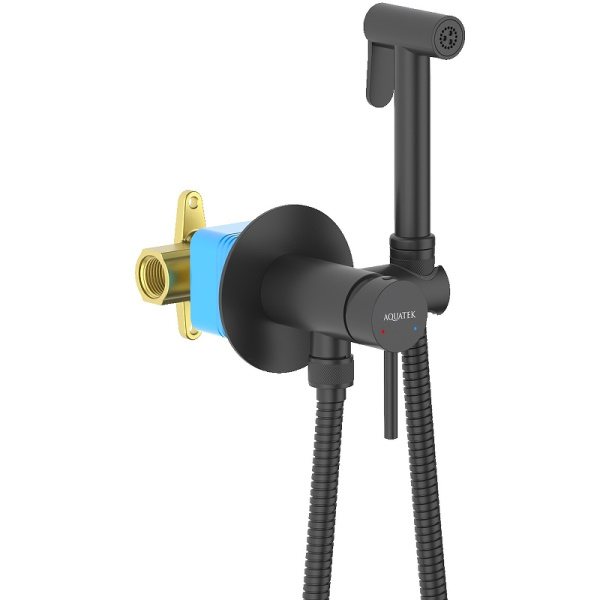 гигиенический душ со смесителем aquatek европа aq1021mb черный матовый