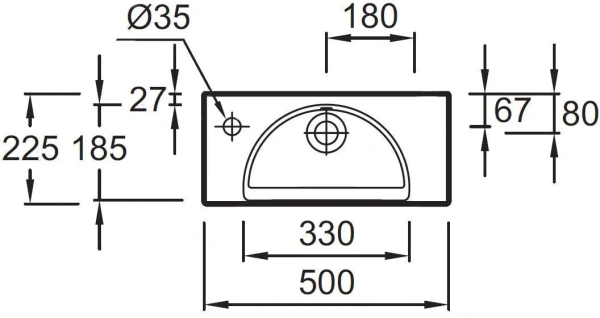 раковина накладная jacob delafon odeon rive gauche 50 l ego112-55-00, цвет белый