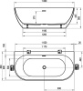 ванна ravak freedom w xc00100024 акриловая, пристенная, 166x80 см, белый