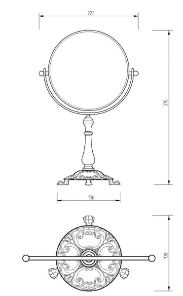 Косметическое зеркало Migliore Elisabetta 17066 с увеличением, цвет золото