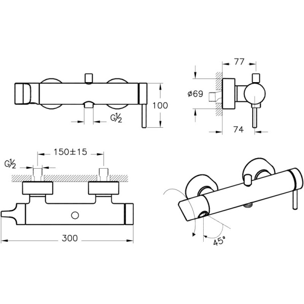 смеситель для ванны vitra origin a4261926 медь