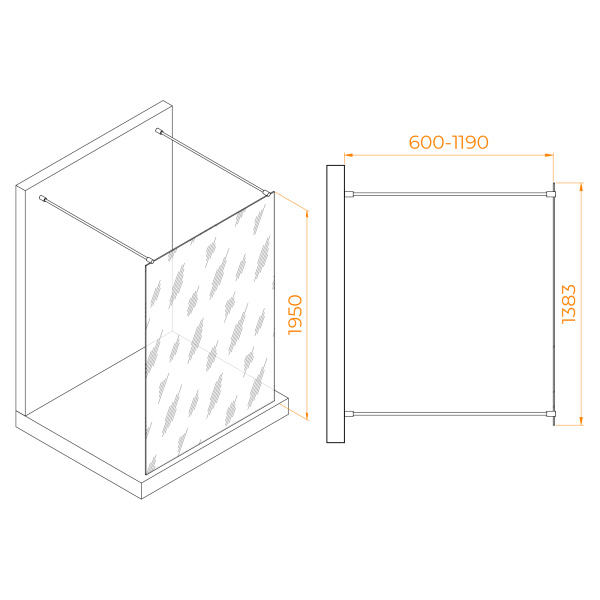 душевая перегородка rgw walk in wa-016-w 140 35101614-15 профиль белый, стекло прозрачное