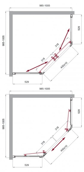 душевой уголок belbagno uno 100×100 uno-195-p-2-100-c-cr профиль хром, стекло прозрачное