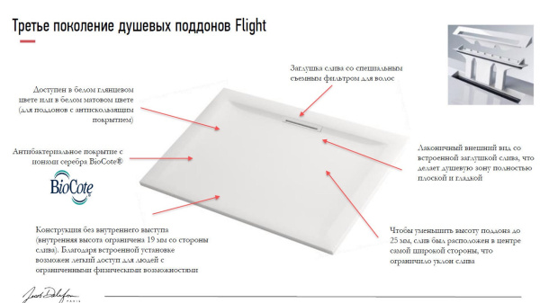 душевой поддон из материала flight jacob delafon pure e62326-00, 120 x 80 см, белый