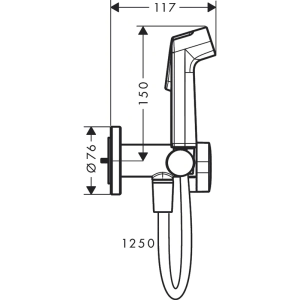 гигиенический душ hansgrohe bidette 1jet s 29232000 со смесителем, хром