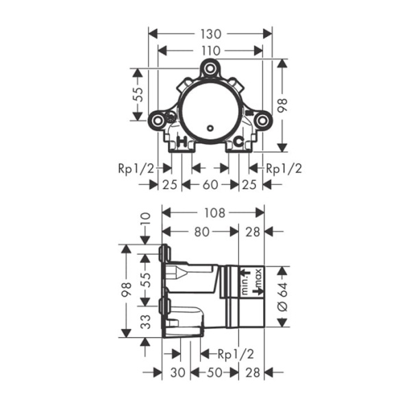 скрытая часть axor 13625180 смесителя