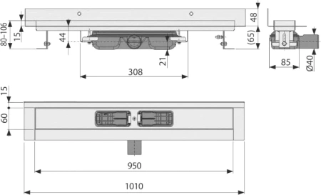 душевой лоток alcaplast apz116-950 без решетки