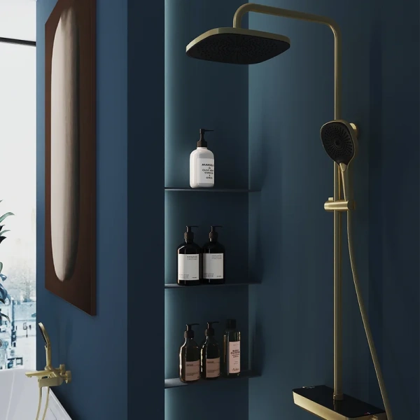 душевая стойка aqueduto chuva chu0350 с термостатом, шлифованное золото