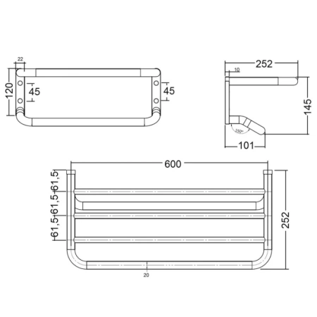 полка для полотенец 60 см kludi a-xes 4898905