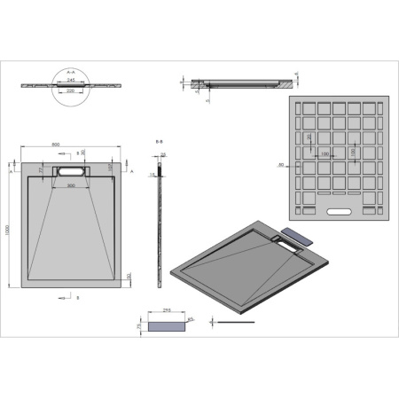 душевой поддон из литого мрамора 100х80 см vincea vst-4srl8010g