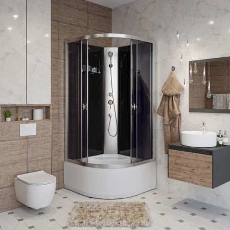 душевая кабина niagara eco 90x90 e90/40/tn/bk без гидромассажа