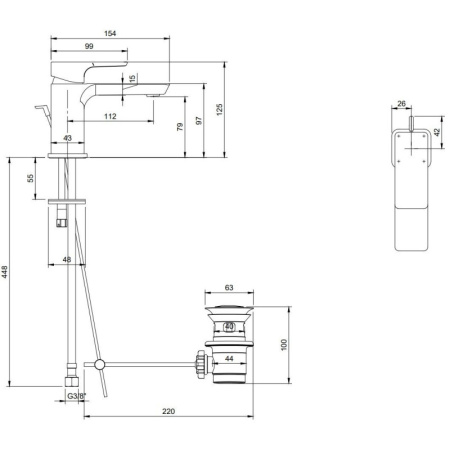 смеситель для раковины с донным клапаном villeroy & boch subway 3.0 tvw11200100076