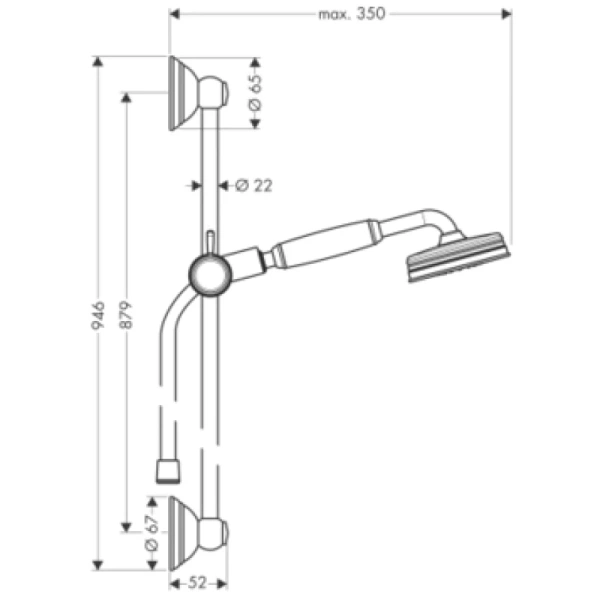 душевой гарнитур 90 см axor carlton 27947000