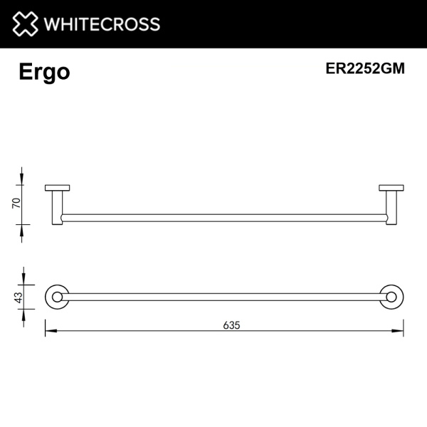 Полотенцедержатель 60 см Ergo ER2252GM оружейная сталь