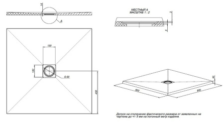 душевой поддон из искусственного камня allen brau priority 90x90 8.31002-am антрацит