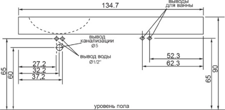 раковина над стиральной машиной цвет и стиль фокус нф-00013706 135 l