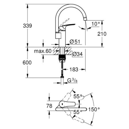 смеситель для кухни grohe eurosmart 33202003