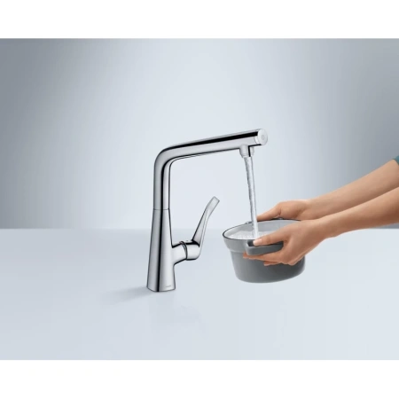 смеситель для кухни, нержавеющая сталь hansgrohe metris select m71 14883800, сталь