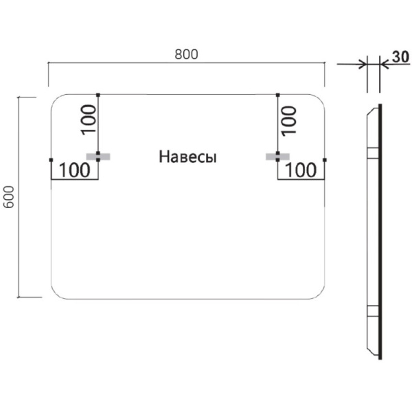 зеркало 80х60 см vincea vlm-3vc800-2