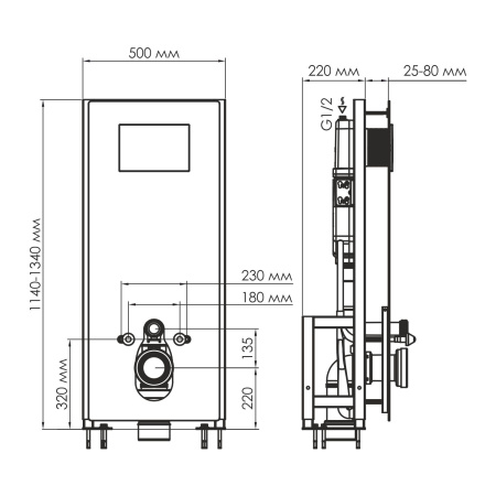 система инсталляции для унитазов wasserkraft glan 66tlt.010.me.wh.ch02 с панель смыва, цвет хром