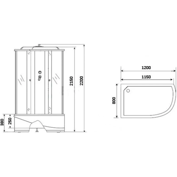 душевая кабина niagara luxe 120x80 ng-7712wl с гидромассажем