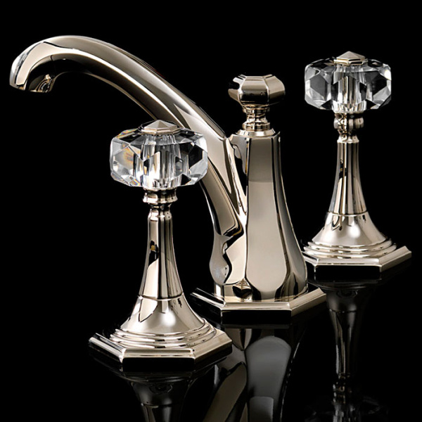 devon&devon excelsior gemstone смеситель для раковины на три отверстия, цвет: блестящий никель