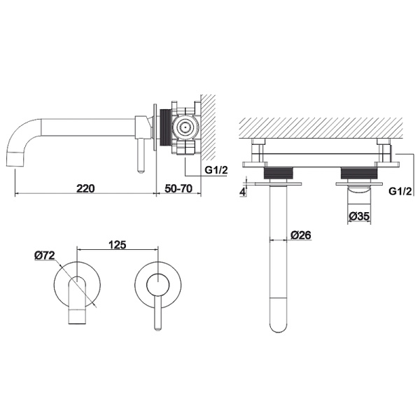 смеситель для раковины whitecross y brushed nickel y1215nib брашированный никель