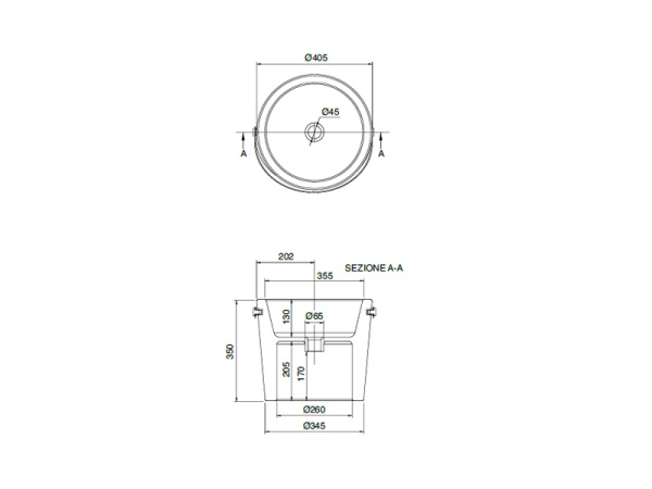 раковина накладная scarabeo bucket 8803cr ø40.5 см, полотенцедержатель, цвет белый