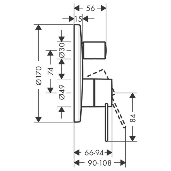 смеситель для душа axor uno 38426820