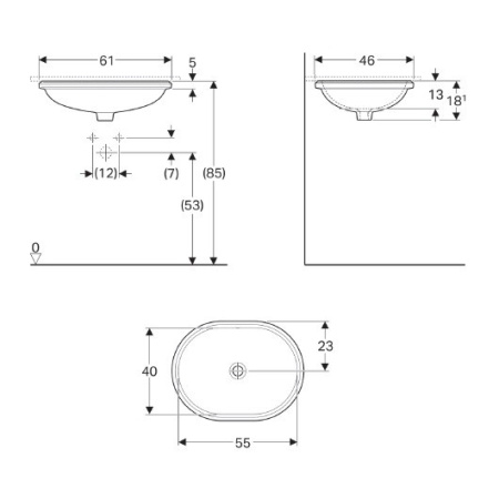 раковина встраиваемая geberit variform 62 см 500.758.01.2 белая
